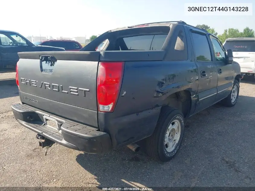 2004 Chevrolet Avalanche 1500 VIN: 3GNEC12T44G143228 Lot: 42773621