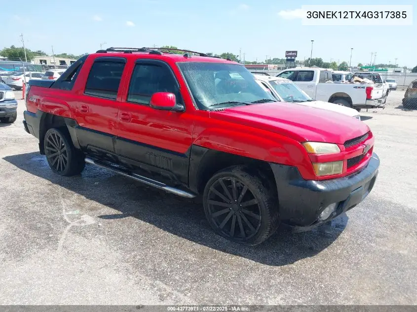 2004 Chevrolet Avalanche 1500 VIN: 3GNEK12TX4G317385 Lot: 42773971