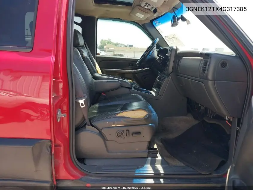 2004 Chevrolet Avalanche 1500 VIN: 3GNEK12TX4G317385 Lot: 42773971