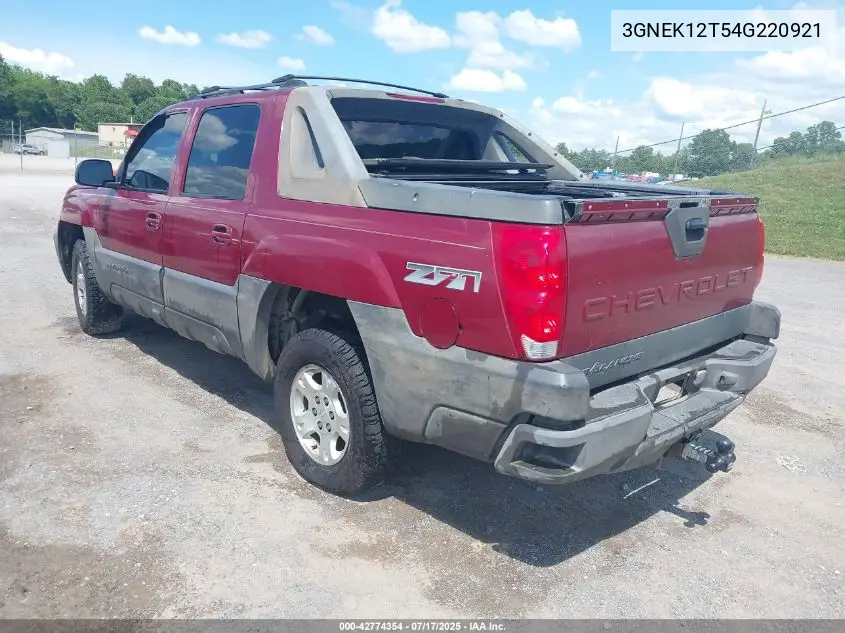 2004 Chevrolet Avalanche 1500 VIN: 3GNEK12T54G220921 Lot: 42774354