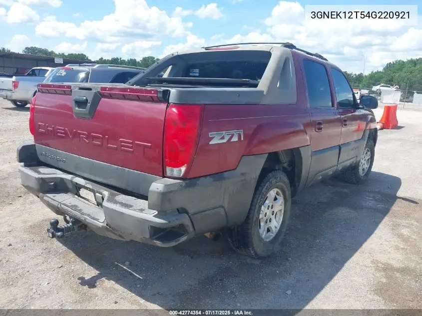 2004 Chevrolet Avalanche 1500 VIN: 3GNEK12T54G220921 Lot: 42774354
