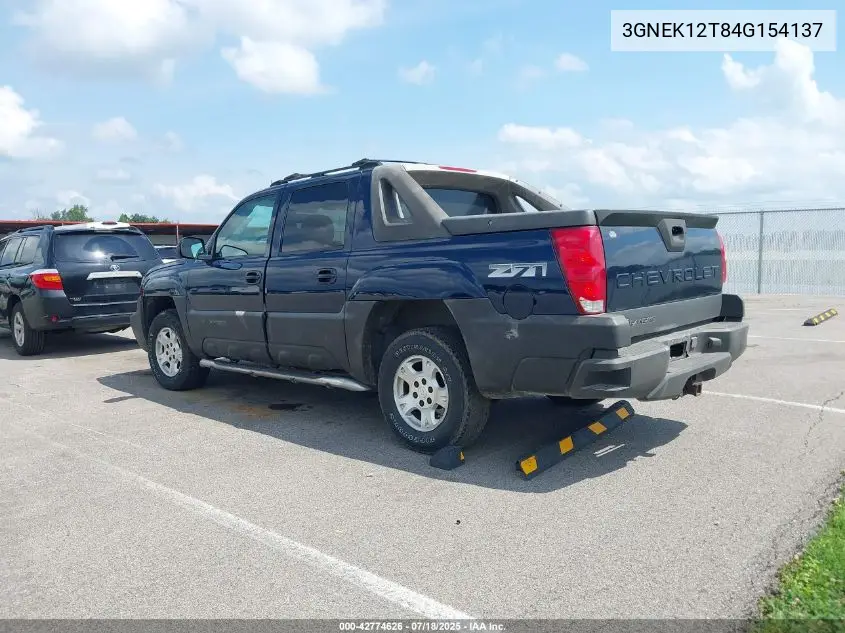2004 Chevrolet Avalanche 1500 VIN: 3GNEK12T84G154137 Lot: 42774626
