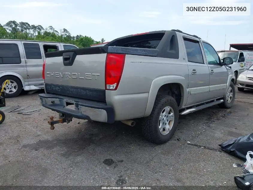 2005 Chevrolet Avalanche 1500 Z66 VIN: 3GNEC12Z05G231960 Lot: 42198445