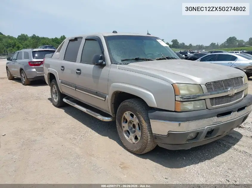 2005 Chevrolet Avalanche 1500 Z66 VIN: 3GNEC12ZX5G274802 Lot: 42597171