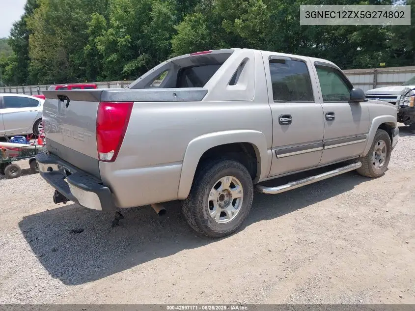 2005 Chevrolet Avalanche 1500 Z66 VIN: 3GNEC12ZX5G274802 Lot: 42597171