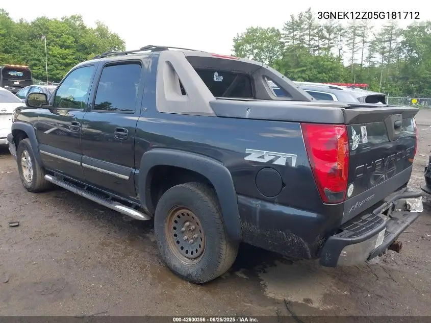 2005 Chevrolet Avalanche 1500 Z71 VIN: 3GNEK12Z05G181712 Lot: 42600356