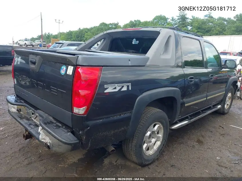 2005 Chevrolet Avalanche 1500 Z71 VIN: 3GNEK12Z05G181712 Lot: 42600356