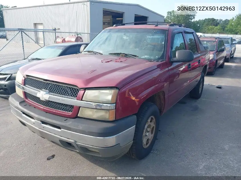 2005 Chevrolet Avalanche C1500 VIN: 3GNEC12ZX5G142963 Lot: 42617722