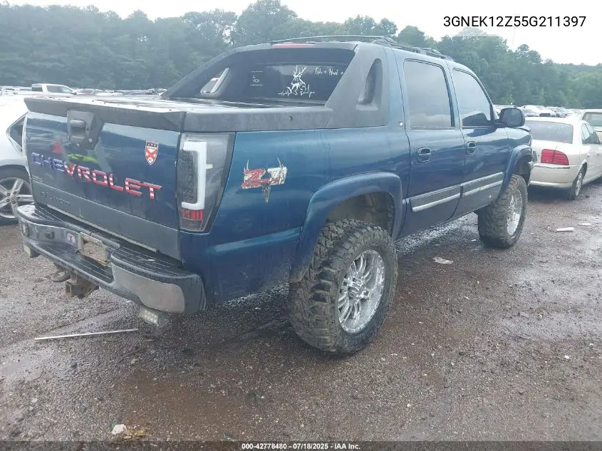 2005 Chevrolet Avalanche 1500 Z71 VIN: 3GNEK12Z55G211397 Lot: 42778480