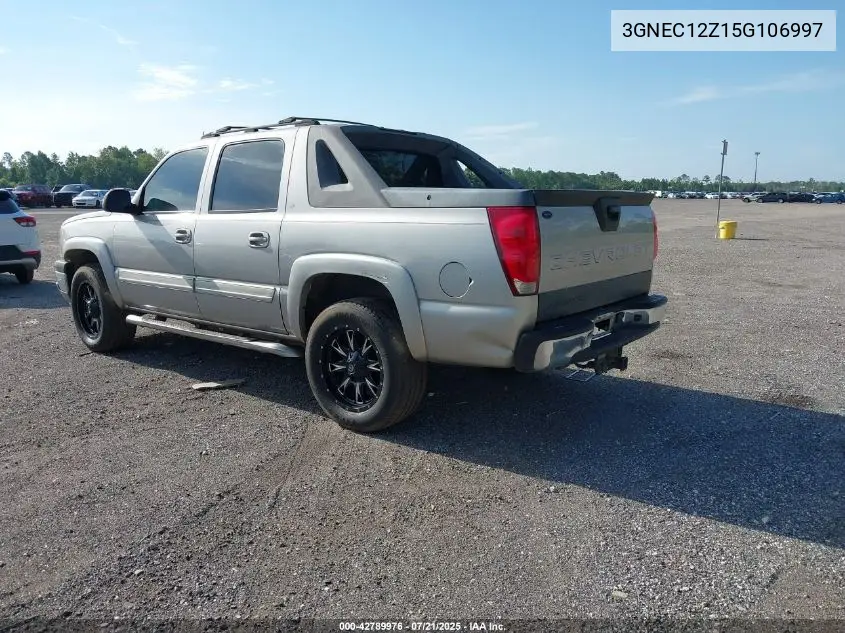 2005 Chevrolet Avalanche Z66 VIN: 3GNEC12Z15G106997 Lot: 42789976