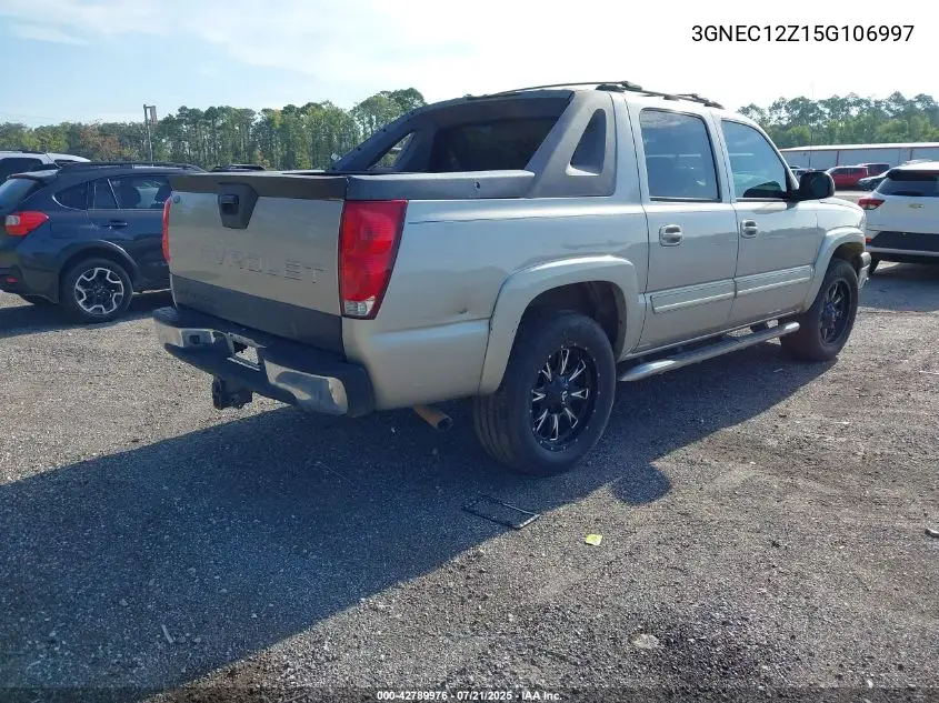 2005 Chevrolet Avalanche Z66 VIN: 3GNEC12Z15G106997 Lot: 42789976