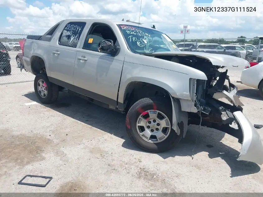 2007 Chevrolet Avalanche 1500 Lt VIN: 3GNEK12337G111524 Lot: 42593773