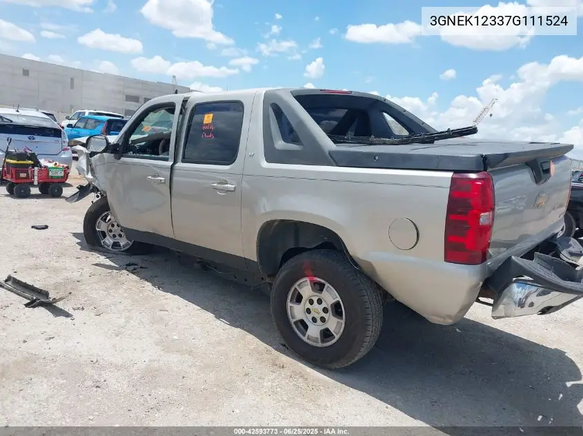 2007 Chevrolet Avalanche 1500 Lt VIN: 3GNEK12337G111524 Lot: 42593773