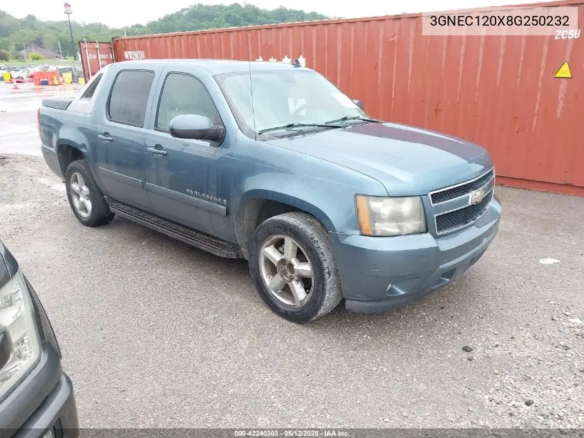 2008 Chevrolet Avalanche 1500 Lt VIN: 3GNEC120X8G250232 Lot: 42240303