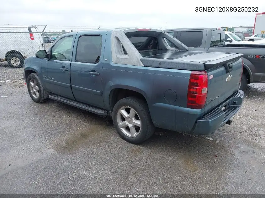 2008 Chevrolet Avalanche 1500 Lt VIN: 3GNEC120X8G250232 Lot: 42240303