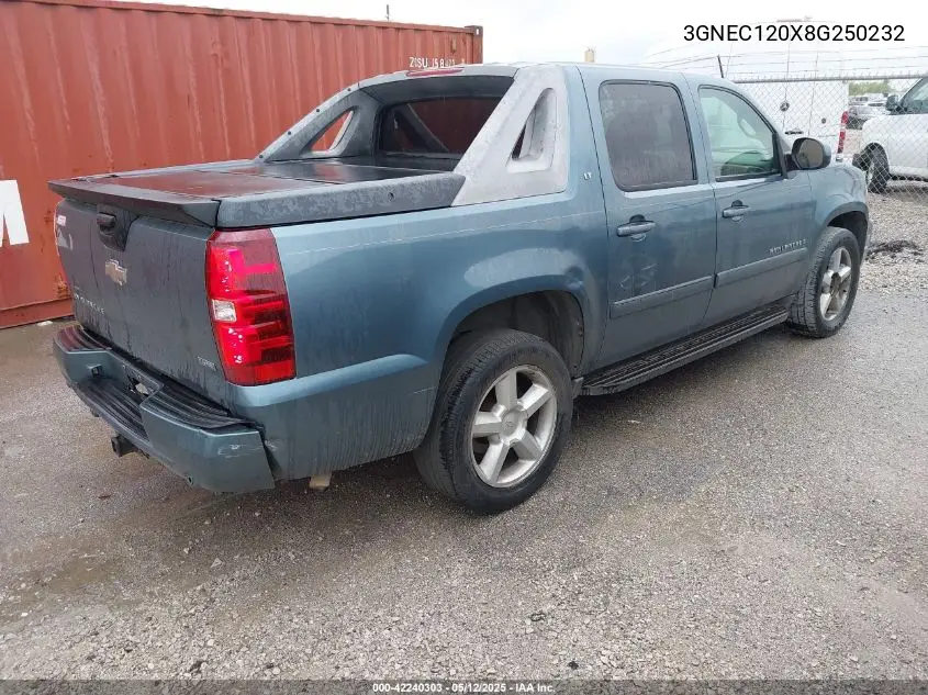 2008 Chevrolet Avalanche 1500 Lt VIN: 3GNEC120X8G250232 Lot: 42240303