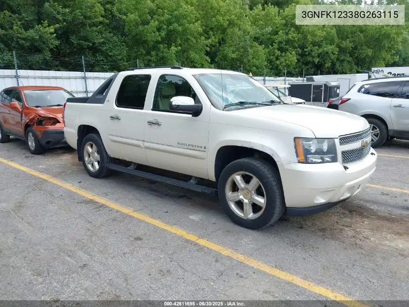 2008 Chevrolet Avalanche 1500 Ltz VIN: 3GNFK12338G263115 Lot: 42611695
