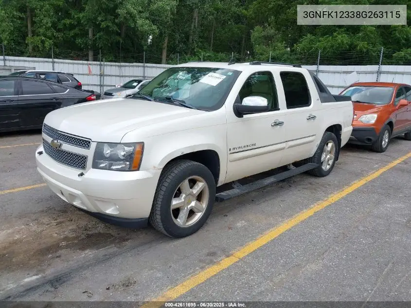 2008 Chevrolet Avalanche 1500 Ltz VIN: 3GNFK12338G263115 Lot: 42611695