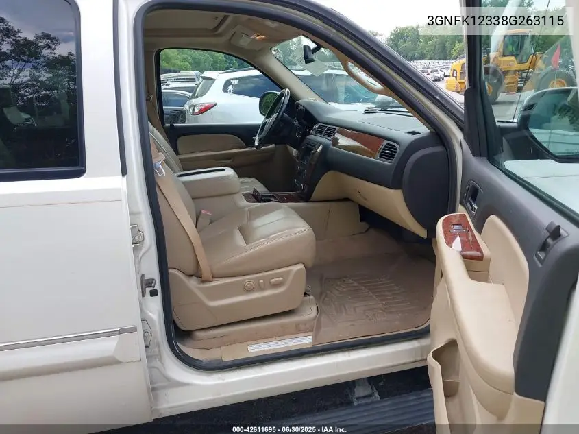 2008 Chevrolet Avalanche 1500 Ltz VIN: 3GNFK12338G263115 Lot: 42611695