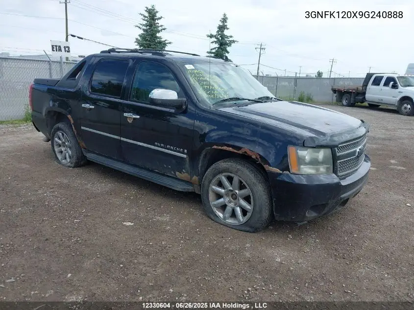 2009 Chevrolet Avalanche K1500 Ls VIN: 3GNFK120X9G240888 Lot: 12330604