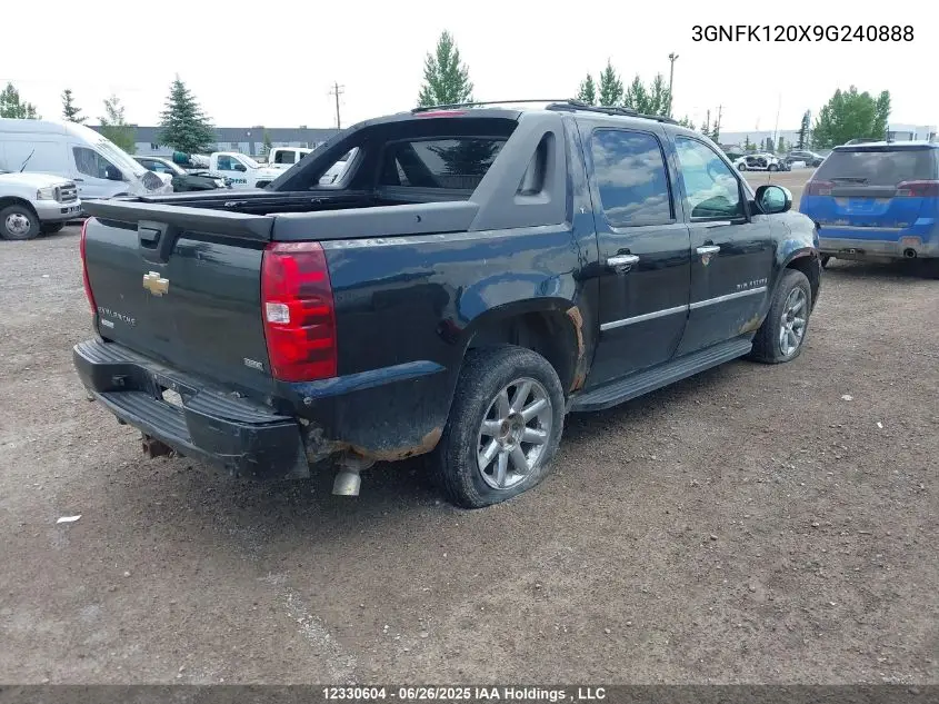 2009 Chevrolet Avalanche K1500 Ls VIN: 3GNFK120X9G240888 Lot: 12330604