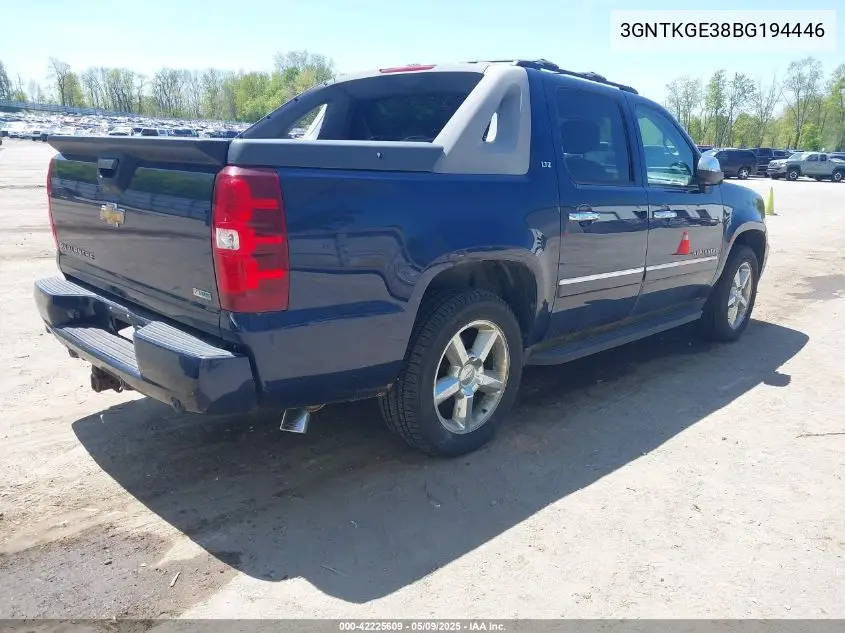 2011 Chevrolet Avalanche 1500 Ltz VIN: 3GNTKGE38BG194446 Lot: 42225609