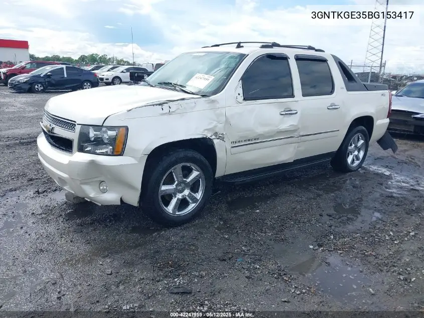 2011 Chevrolet Avalanche 1500 Ltz VIN: 3GNTKGE35BG153417 Lot: 42247959