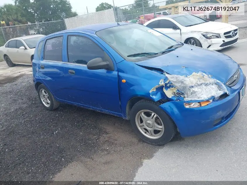 2004 Chevrolet Aveo Ls VIN: KL1TJ62674B192047 Lot: 42699430