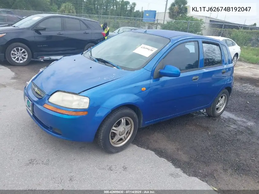 2004 Chevrolet Aveo Ls VIN: KL1TJ62674B192047 Lot: 42699430