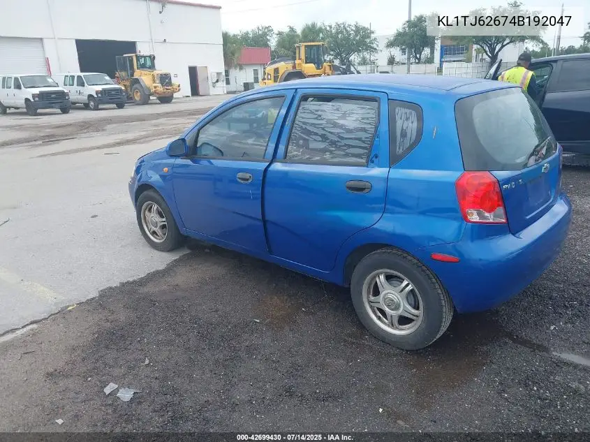 2004 Chevrolet Aveo Ls VIN: KL1TJ62674B192047 Lot: 42699430