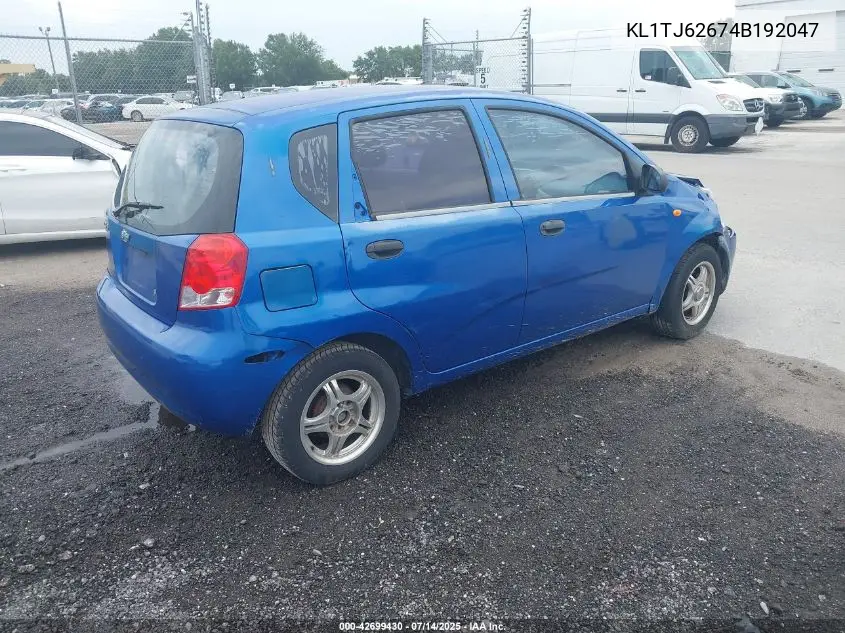 2004 Chevrolet Aveo Ls VIN: KL1TJ62674B192047 Lot: 42699430