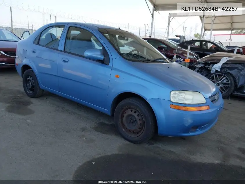 2004 Chevrolet Aveo VIN: KL1TD52684B142257 Lot: 42781009