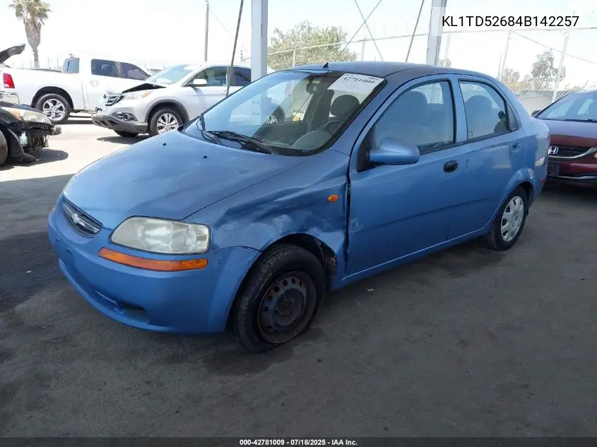 2004 Chevrolet Aveo VIN: KL1TD52684B142257 Lot: 42781009