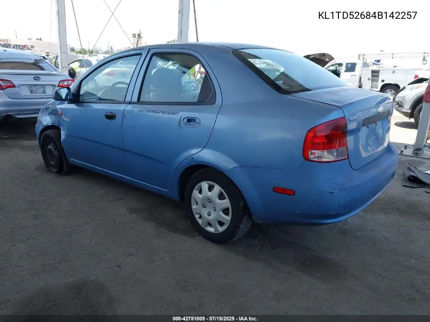 2004 Chevrolet Aveo VIN: KL1TD52684B142257 Lot: 42781009