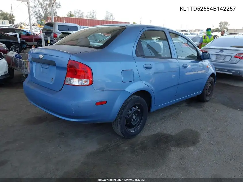 2004 Chevrolet Aveo VIN: KL1TD52684B142257 Lot: 42781009