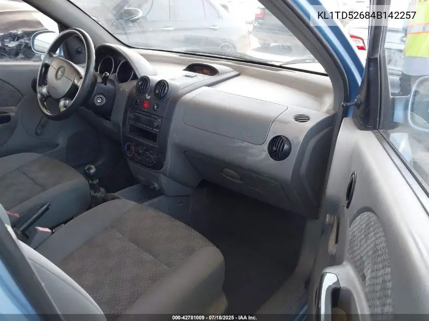 2004 Chevrolet Aveo VIN: KL1TD52684B142257 Lot: 42781009