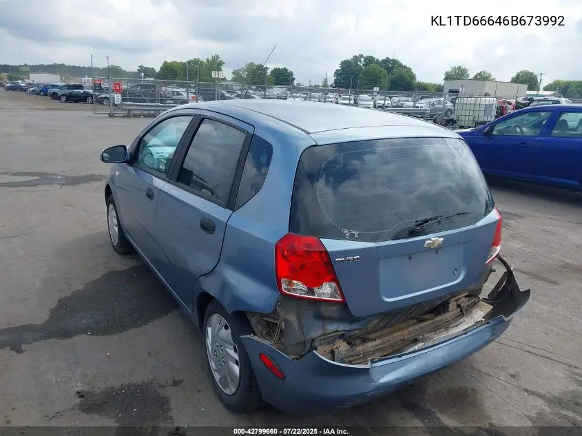 2006 Chevrolet Aveo Special Value VIN: KL1TD66646B673992 Lot: 42799660