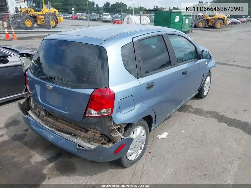 2006 Chevrolet Aveo Special Value VIN: KL1TD66646B673992 Lot: 42799660