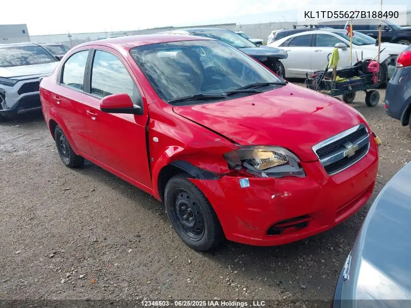 2007 Chevrolet Aveo Ls VIN: KL1TD55627B188490 Lot: 12346503