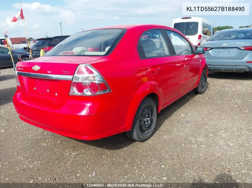 2007 Chevrolet Aveo Ls VIN: KL1TD55627B188490 Lot: 12346503