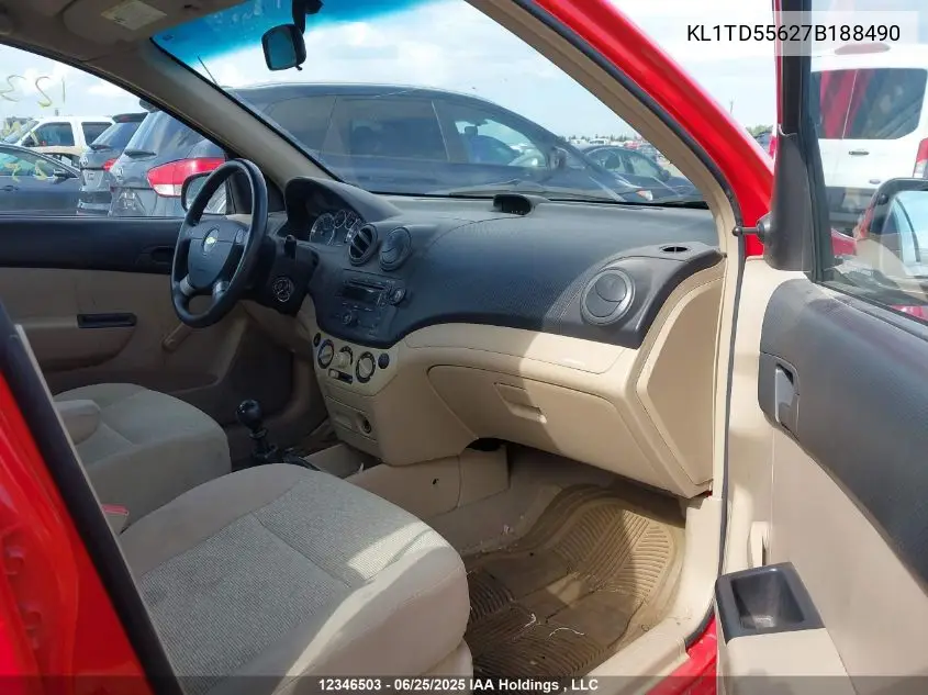2007 Chevrolet Aveo Ls VIN: KL1TD55627B188490 Lot: 12346503