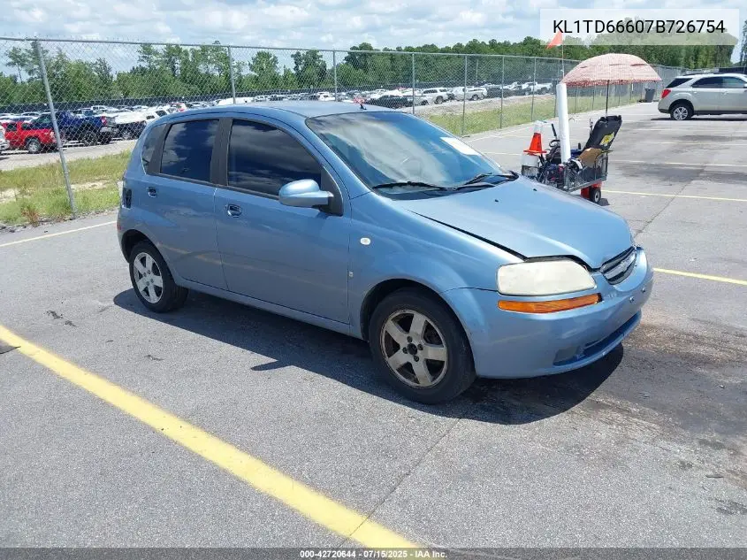 2007 Chevrolet Aveo 5 Ls VIN: KL1TD66607B726754 Lot: 42720644