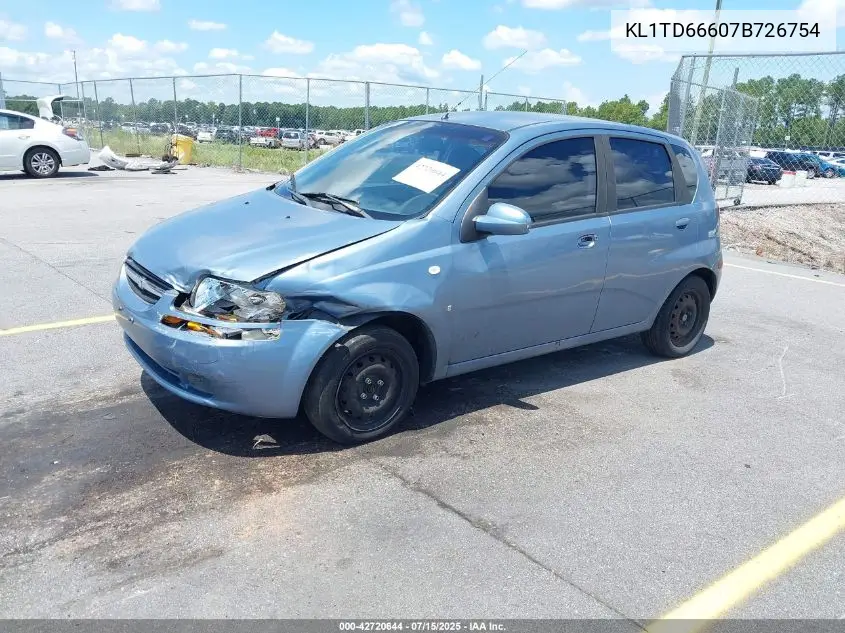 2007 Chevrolet Aveo 5 Ls VIN: KL1TD66607B726754 Lot: 42720644