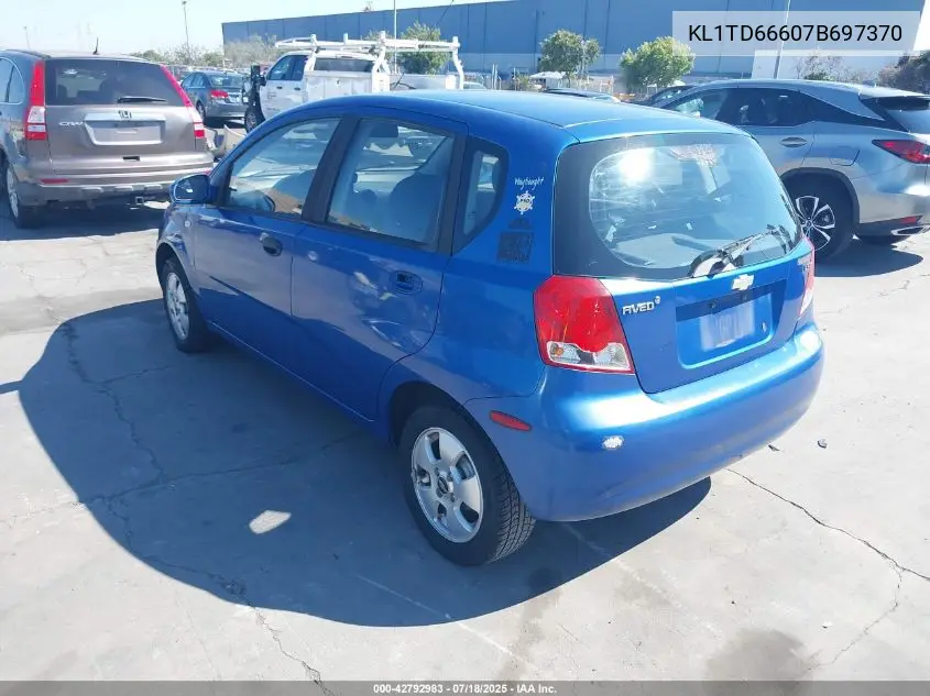 2007 Chevrolet Aveo 5 Ls VIN: KL1TD66607B697370 Lot: 42792983