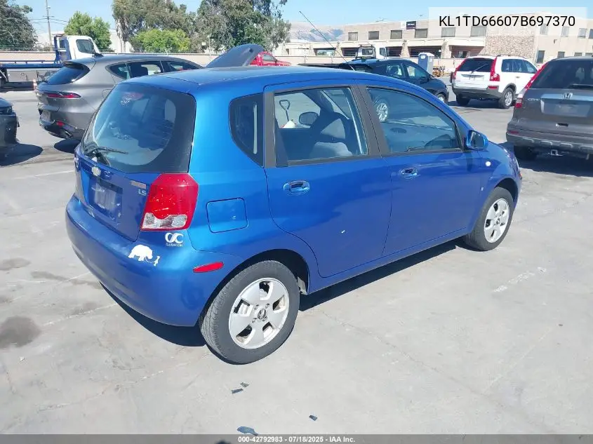 2007 Chevrolet Aveo 5 Ls VIN: KL1TD66607B697370 Lot: 42792983
