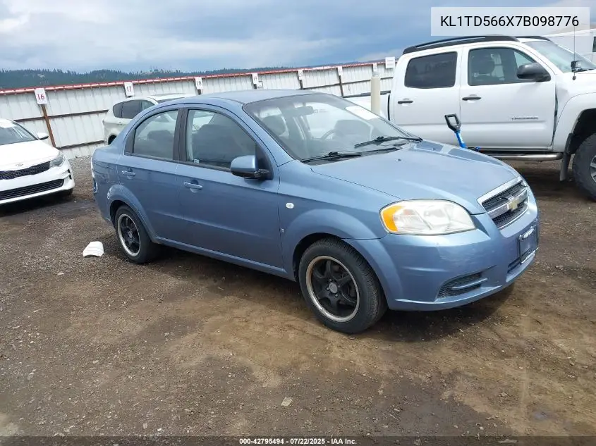 2007 Chevrolet Aveo Ls VIN: KL1TD566X7B098776 Lot: 42795494