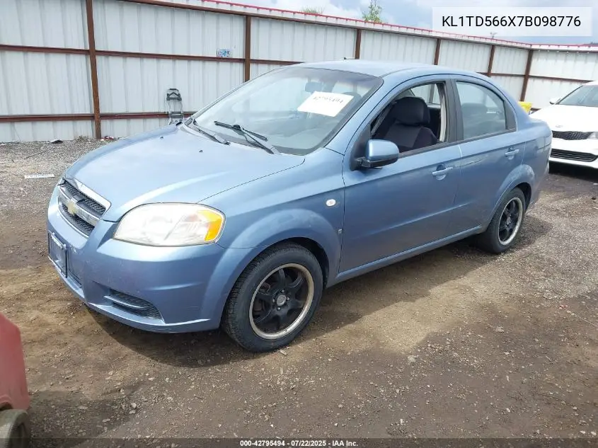 2007 Chevrolet Aveo Ls VIN: KL1TD566X7B098776 Lot: 42795494