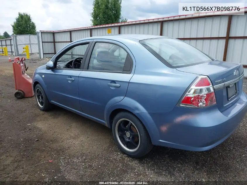 2007 Chevrolet Aveo Ls VIN: KL1TD566X7B098776 Lot: 42795494