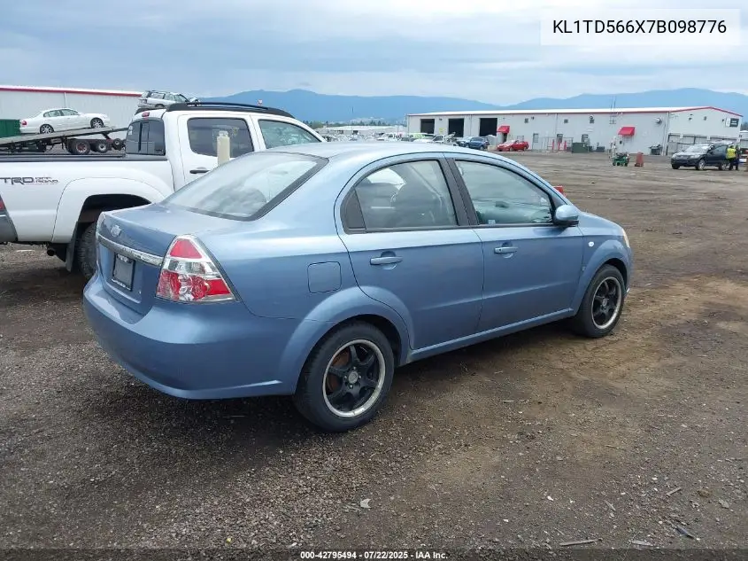 2007 Chevrolet Aveo Ls VIN: KL1TD566X7B098776 Lot: 42795494