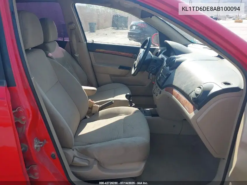 2010 Chevrolet Aveo Ls VIN: KL1TD6DE8AB100094 Lot: 42726390